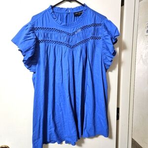 Blue Ruffled Top by Lane Bryant